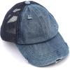 imageCC Kids CrissCross Elastic Band Ponytail Caps Messy Buns Trucker Plain Baseball Cap KIDSBT780Denum