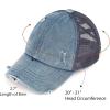 imageCC Kids CrissCross Elastic Band Ponytail Caps Messy Buns Trucker Plain Baseball Cap KIDSBT780Denum