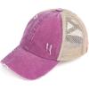 imageCC Kids CrissCross Elastic Band Ponytail Caps Messy Buns Trucker Plain Baseball Cap KIDSBT780Grape