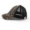 imageCC Kids CrissCross Elastic Band Ponytail Caps Messy Buns Trucker Plain Baseball Cap KIDSBT780Leopard