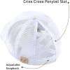 imageCC Kids CrissCross Elastic Band Ponytail Caps Messy Buns Trucker Plain Baseball Cap KIDSBT780White
