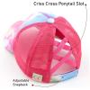 imageCC Kids CrissCross Elastic Band Ponytail Caps Messy Buns Trucker Plain Baseball Cap KIDSBT791Hot Pink