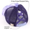 imageCC Kids CrissCross Elastic Band Ponytail Caps Messy Buns Trucker Plain Baseball Cap KIDSBT791Purple