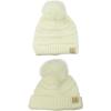 imageCC Kids Cute Warm and Comfy Pom Pom Childrens Knit Ski Beanie HatIvory