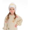 imageCC Kids Daisy Fur Pom Beanie for Boys Girls  Comfortable Soft Warm Children Youth Knit Skully Hat with Faux PomBeige