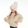 imageCC Kids Daisy Fur Pom Beanie for Boys Girls  Comfortable Soft Warm Children Youth Knit Skully Hat with Faux PomBeige
