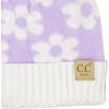 imageCC Kids Daisy Fur Pom Beanie for Boys Girls  Comfortable Soft Warm Children Youth Knit Skully Hat with Faux PomLavender
