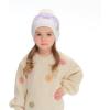 imageCC Kids Daisy Fur Pom Beanie for Boys Girls  Comfortable Soft Warm Children Youth Knit Skully Hat with Faux PomLavender