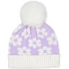 imageCC Kids Daisy Fur Pom Beanie for Boys Girls  Comfortable Soft Warm Children Youth Knit Skully Hat with Faux PomLavender
