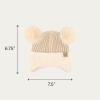 imageCC Kids Ear Flap Fur Pom Beanie for Boys Girls  Comfortable Soft Warm Children Youth Knit Skully Hat with Faux Fur PomDouble Pom  Beige