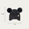 imageCC Kids Ear Flap Fur Pom Beanie for Boys Girls  Comfortable Soft Warm Children Youth Knit Skully Hat with Faux Fur PomDouble Pom  Black