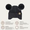 imageCC Kids Ear Flap Fur Pom Beanie for Boys Girls  Comfortable Soft Warm Children Youth Knit Skully Hat with Faux Fur PomDouble Pom  Black