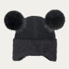imageCC Kids Ear Flap Fur Pom Beanie for Boys Girls  Comfortable Soft Warm Children Youth Knit Skully Hat with Faux Fur PomDouble Pom  Black