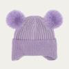 imageCC Kids Ear Flap Fur Pom Beanie for Boys Girls  Comfortable Soft Warm Children Youth Knit Skully Hat with Faux Fur PomDouble Pom  Lavender