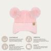 imageCC Kids Ear Flap Fur Pom Beanie for Boys Girls  Comfortable Soft Warm Children Youth Knit Skully Hat with Faux Fur PomDouble Pom  Pink