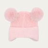 imageCC Kids Ear Flap Fur Pom Beanie for Boys Girls  Comfortable Soft Warm Children Youth Knit Skully Hat with Faux Fur PomDouble Pom  Pink