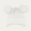 imageCC Kids Ear Flap Fur Pom Beanie for Boys Girls  Comfortable Soft Warm Children Youth Knit Skully Hat with Faux Fur PomDouble Pom  White
