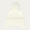 imageCC Kids Ear Flap Fur Pom Beanie for Boys Girls  Comfortable Soft Warm Children Youth Knit Skully Hat with Faux Fur PomIvory