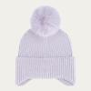 imageCC Kids Ear Flap Fur Pom Beanie for Boys Girls  Comfortable Soft Warm Children Youth Knit Skully Hat with Faux Fur PomLavender