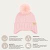 imageCC Kids Ear Flap Fur Pom Beanie for Boys Girls  Comfortable Soft Warm Children Youth Knit Skully Hat with Faux Fur PomPink
