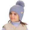 imageCC Kids Ear Flap Fur Pom Beanie for Boys Girls  Comfortable Soft Warm Children Youth Knit Skully Hat with Faux Fur PomSingle Pom  Ice Blue
