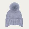 imageCC Kids Ear Flap Fur Pom Beanie for Boys Girls  Comfortable Soft Warm Children Youth Knit Skully Hat with Faux Fur PomSingle Pom  Ice Blue