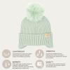 imageCC Kids Ear Flap Fur Pom Beanie for Boys Girls  Comfortable Soft Warm Children Youth Knit Skully Hat with Faux Fur PomSingle Pom  Sage