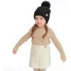 imageCC Kids Sequin Fur Pom Beanie for Boys Girls  Comfortable Soft Warm Children Youth Knit Skully Hat with Faux Fur PomBlack