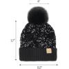 imageCC Kids Sequin Fur Pom Beanie for Boys Girls  Comfortable Soft Warm Children Youth Knit Skully Hat with Faux Fur PomBlack