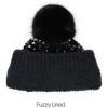 imageCC Kids Sequin Fur Pom Beanie for Boys Girls  Comfortable Soft Warm Children Youth Knit Skully Hat with Faux Fur PomBlack