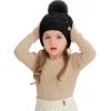 imageCC Kids Sequin Fur Pom Beanie for Boys Girls  Comfortable Soft Warm Children Youth Knit Skully Hat with Faux Fur PomBlack