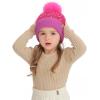 imageCC Kids Sequin Fur Pom Beanie for Boys Girls  Comfortable Soft Warm Children Youth Knit Skully Hat with Faux Fur PomHot Pink