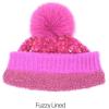 imageCC Kids Sequin Fur Pom Beanie for Boys Girls  Comfortable Soft Warm Children Youth Knit Skully Hat with Faux Fur PomHot Pink