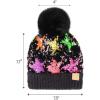 imageCC Kids Sequin Fur Pom Beanie for Boys Girls  Comfortable Soft Warm Children Youth Knit Skully Hat with Faux Fur PomMulti Star 4