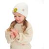imageCC Kids Smile Face Rhinestone Beanie for Boys Girls  Recycled Yarn Comfortable Soft Warm Children Youth Knit Skully HatIvory