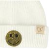 imageCC Kids Smile Face Rhinestone Beanie for Boys Girls  Recycled Yarn Comfortable Soft Warm Children Youth Knit Skully HatIvory