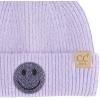 imageCC Kids Smile Face Rhinestone Beanie for Boys Girls  Recycled Yarn Comfortable Soft Warm Children Youth Knit Skully HatLavender