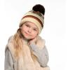 imageCC Kids Southwest Pattern Fur Pom Beanie for Boys Girls  Comfortable Soft Warm Children Youth Knit Skully Hat with Faux PomBeige