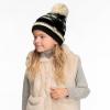 imageCC Kids Southwest Pattern Fur Pom Beanie for Boys Girls  Comfortable Soft Warm Children Youth Knit Skully Hat with Faux PomBlack