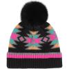 imageCC Kids Southwest Pattern Fur Pom Beanie for Boys Girls  Comfortable Soft Warm Children Youth Knit Skully Hat with Faux PomBlack Multi
