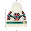 imageCC Kids Southwest Pattern Fur Pom Beanie for Boys Girls  Comfortable Soft Warm Children Youth Knit Skully Hat with Faux PomIvory
