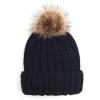 imageCC Kids Suede Patch Snuggly Soft Warm Knit Pom Cuff BeanieCable Knit Faux Fur  Black