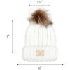 imageCC Kids Suede Patch Snuggly Soft Warm Knit Pom Cuff BeanieCable Knit Faux Fur  Ivory