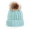 imageCC Kids Suede Patch Snuggly Soft Warm Knit Pom Cuff BeanieCable Knit Faux Fur  Mint