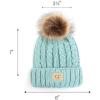 imageCC Kids Suede Patch Snuggly Soft Warm Knit Pom Cuff BeanieCable Knit Faux Fur  Mint