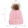 imageCC Kids Suede Patch Snuggly Soft Warm Knit Pom Cuff BeanieCable Knit Faux Fur  Pale Pink
