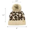imageCC Kids Suede Patch Snuggly Soft Warm Knit Pom Cuff BeanieLeopard Print  Beige