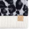 imageCC Kids Suede Patch Snuggly Soft Warm Knit Pom Cuff BeanieLeopard Print  Ivory