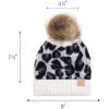 imageCC Kids Suede Patch Snuggly Soft Warm Knit Pom Cuff BeanieLeopard Print  Ivory