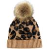 imageCC Kids Suede Patch Snuggly Soft Warm Knit Pom Cuff BeanieLeopard Print  Latte